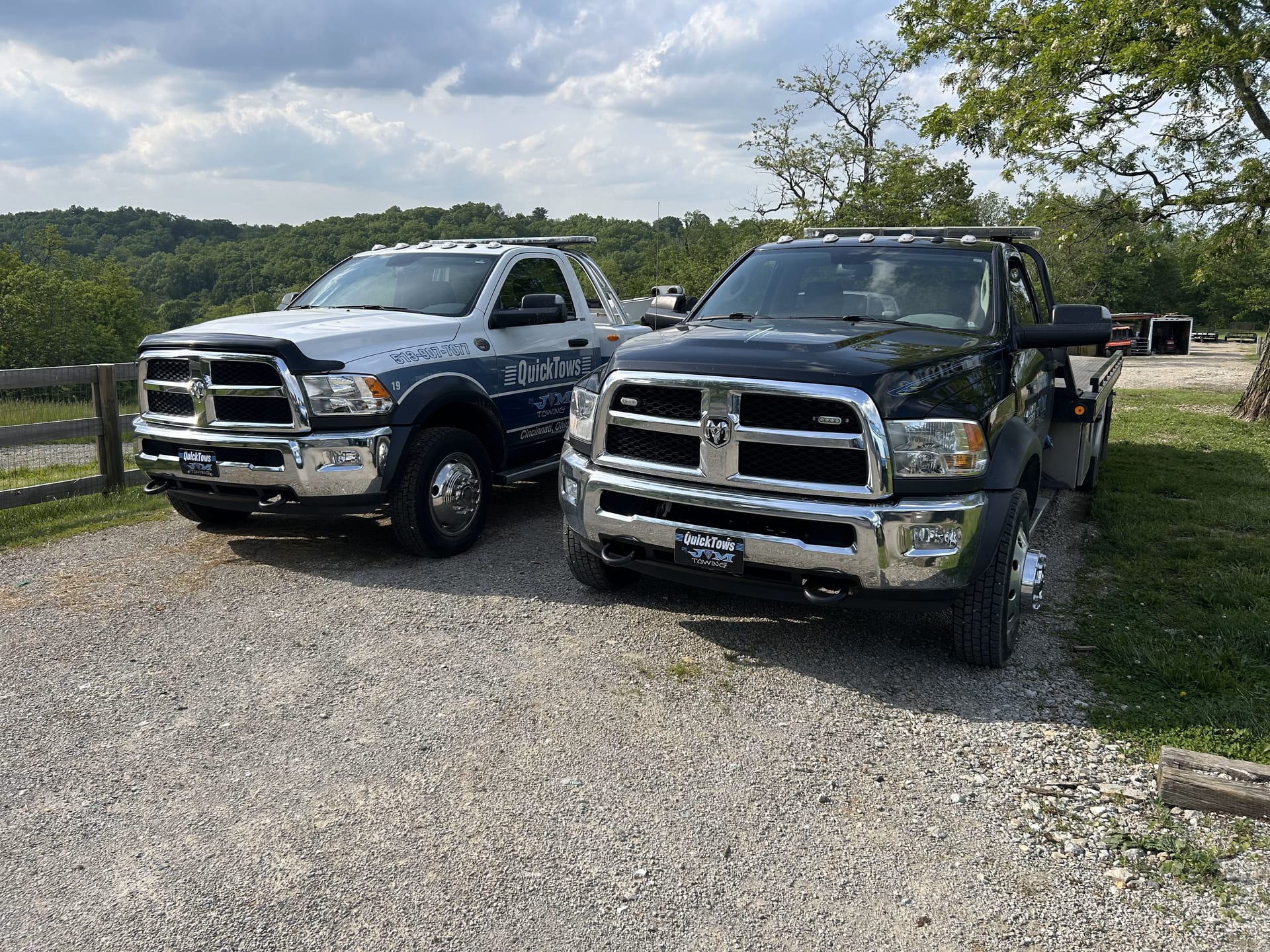 QuickTows tow truck fleet ready for dispatch